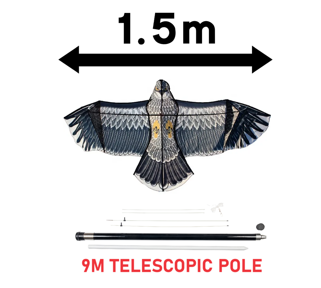 BIRD SCARE KITE with 9M Telescopic Pole